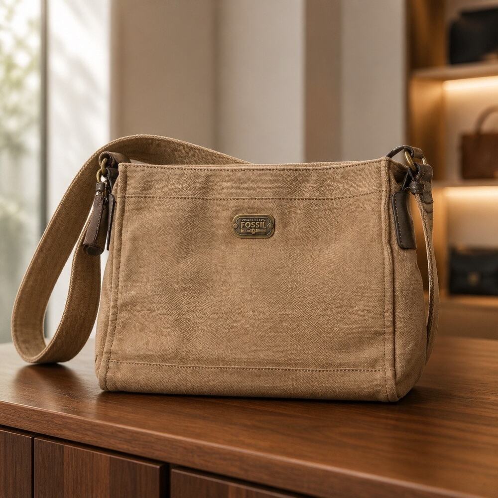 Fossil Canvas Messenger Bag School Work Academia Business Casual